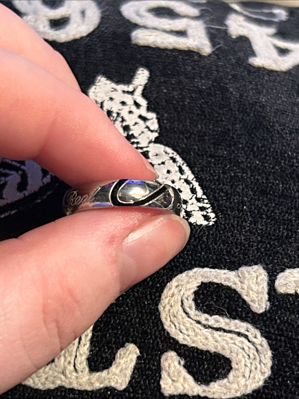 Sterling Silver Opal Accent Infinity Ring - Blue/Black